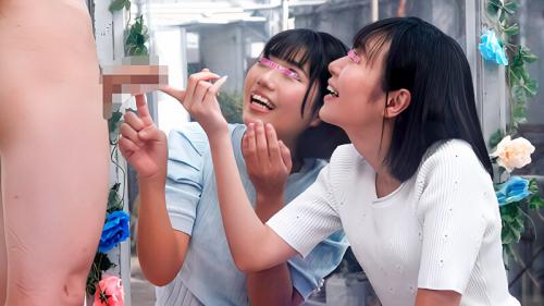【MM号】仲良し女友達が恥じらいながらも我慢汁チンポの奪い合い！