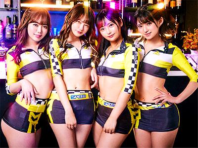 【ガールズバー】「どのお尻から触っちゃう？」男性客をTバック桃尻全開で誘惑してハーレムファック堪能のギャル！