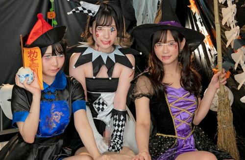 文化祭でやってたお化け屋敷に入ったら激カワコスプレした美人３人組に押し倒されてハーレムSEX！！