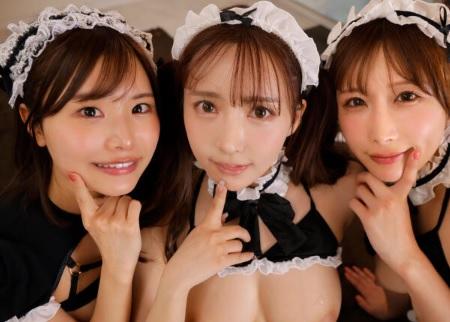 超人気女優達の夢の豪華コラボでメイドのコスプレでハーレムプレイしちゃいました！【三上悠亜】【うんぱい】【本郷愛】