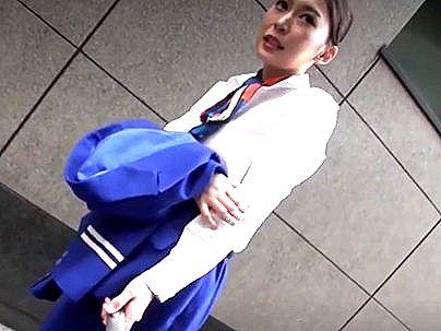 ＜素人ナンパ！＞スレンダーくびれ巨乳カワイ子ちゃんキャビンアテンダント！口説かれてエロ行為になるぞ！