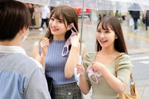 【素人ナンパ】童貞を探し出して賞金ゲットに釣られた美少女二人！＜赤面女子＞
