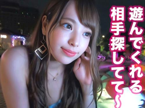【水着ナイトプール】モデル級の貧乳美少女から逆ナン！主観手コキフェラ乳首責めし騎乗位着衣セックスエロ動画♡素人ナンパ企画