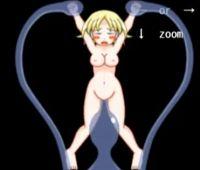 スライムの触手に拘束されて液体をドクドクと注がれてしまう可愛い少女