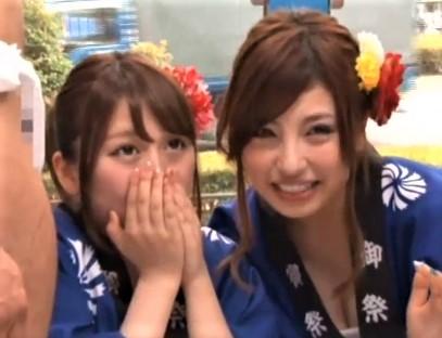 【ＭＭ号】パリピギャルたちがエッチな法被の格好でデカチンフェラ！喉奥まで突っ込むｗ