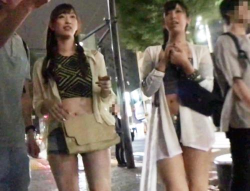 クラブナンパ！ヘソと生足を出したチャラそうな2人組をゲット、ホテルで飲み直す事を提案し二次会スタート！
