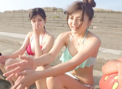 ビーチでナンパ・Ｆカップ巨乳ギャル！浜辺でくつろぐ「りおちゃん」とお友達をお食事に誘い、セックスチャンスを狙う！