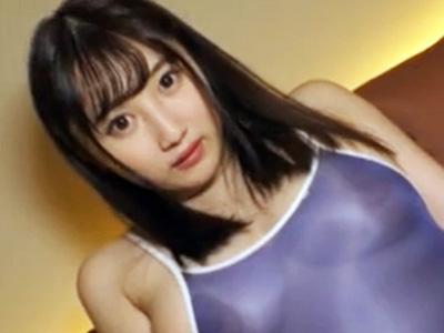 スケスケ極薄スク水姿の巨乳JDに生チンぶち込み勝手に生中出しでフィニッシュ！
