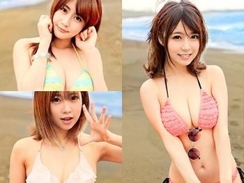 《ナンパ》巨乳ビキニGirl達に勃起チンポをスケッチして貰ったら発情してマ●コがグショ濡れ…勃起チンコ突込み種付け射精！