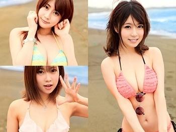《海ナンパ》巨乳ビキニギャル達に勃起チンコをスケッチして貰ったら発情してマ●コがグショ濡れ…勃起チンコ突込み膣内射精