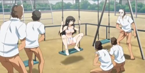 ※興奮注意※昼間の公園で野外露出プレー♡変態少女に集まる路上生活集団！○年分の白濁精液をぶち込む！！