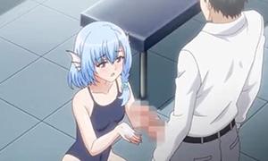 「人魚の美少女jkは初めてのおちんぽに興味津々!!」 スク水姿で先生に襲われて中出し♡
