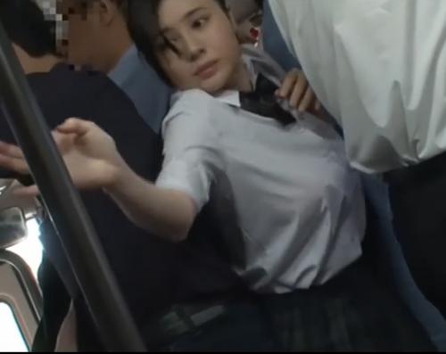 【痴漢】優等生な見た目のくせに犯則級におっぱいが大きいロリ少女！痴漢師に無理やり挿入されて涙目で痙攣イキ！