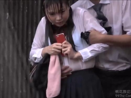 ＄ゲリラ豪雨『いやぁ…離して…』【JK】雨宿りしてたら変態オッサンが…2回中出しされちゃう可哀想な黒髪少女《レイプ》