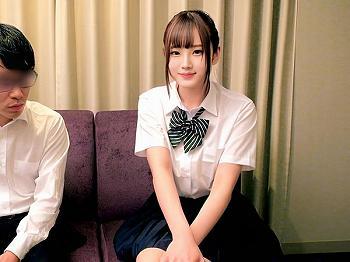 友達のザーメンを20ml射精で10万円！素人ナンパのエロ企画に挑むロリ制服JKがフェラ抜き…口内射精…からの連続中出し♡