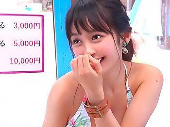 【マジックミラー号】Gカップスレンダー巨乳女子大生GET！高額賞金をかけて連続射精エロ企画に挑戦する水着美少女が可愛い！