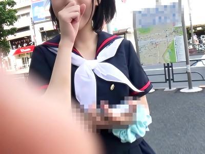 【本物アイドル流出】『撮影…ですかぁ？』JK制服ぽい服のロリ娘が撮影会から主観の騎乗位＆正常位セックス【素人ナンパ企画】