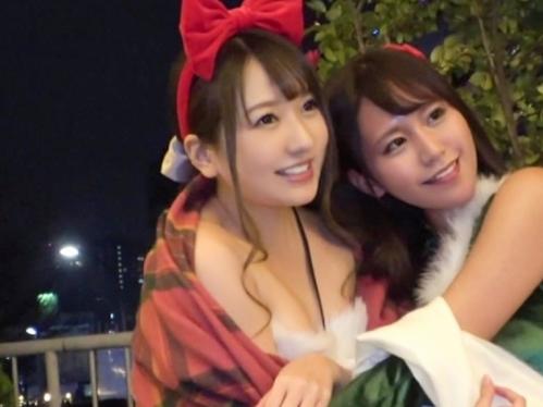 【素人ナンパ】寒空にはしゃぐ美人OL２人組GET！ホロ酔いになった美味しそうなカラダを電マで悪戯、なし崩しにちんぽ挿入！